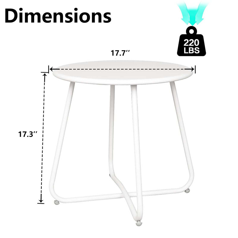 Tables d'appoint rondes en métal, Blanc