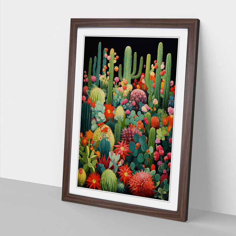 Cactus Orphism Art - Framed Print, Walnut Framed, 64cm H x 46cm W x 2cm D