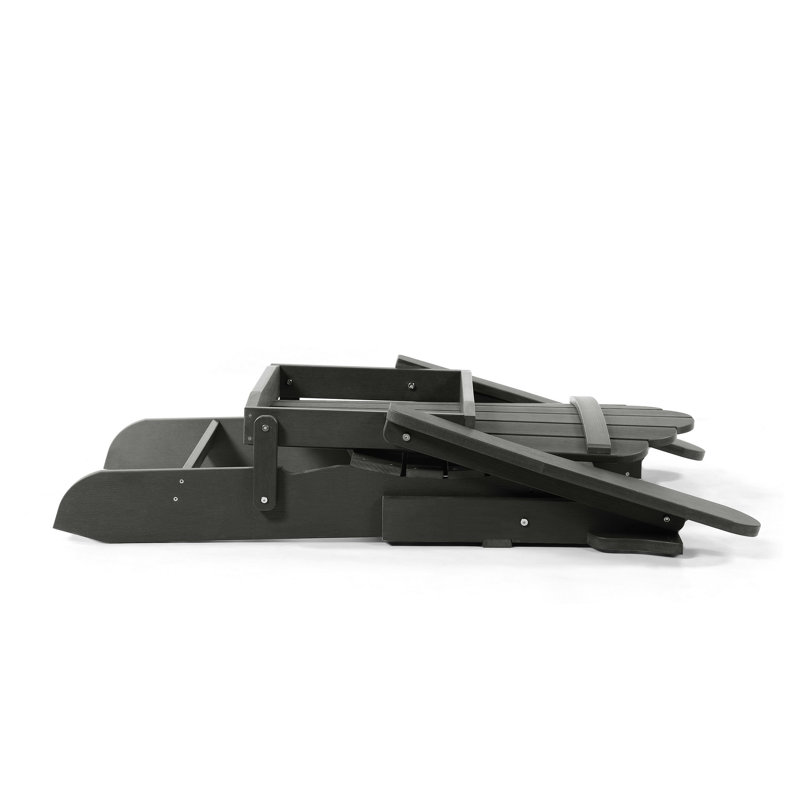 Henninger Foldable Outdoor Adirondack Set, Dark Gray
