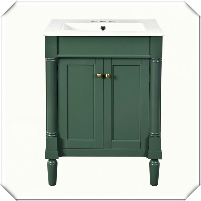 Meuble-lavabo moderne simple avec tablettes de rangement, Vert