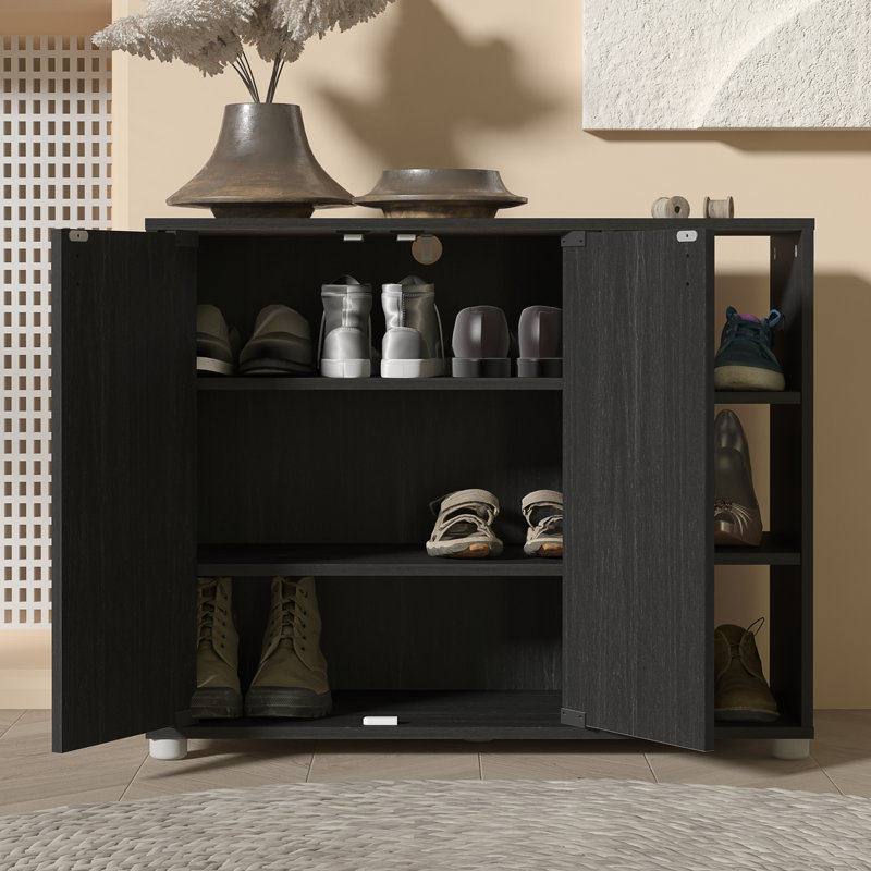 12 Pair Shoe Storage Cabinet, Rustick Black Oak