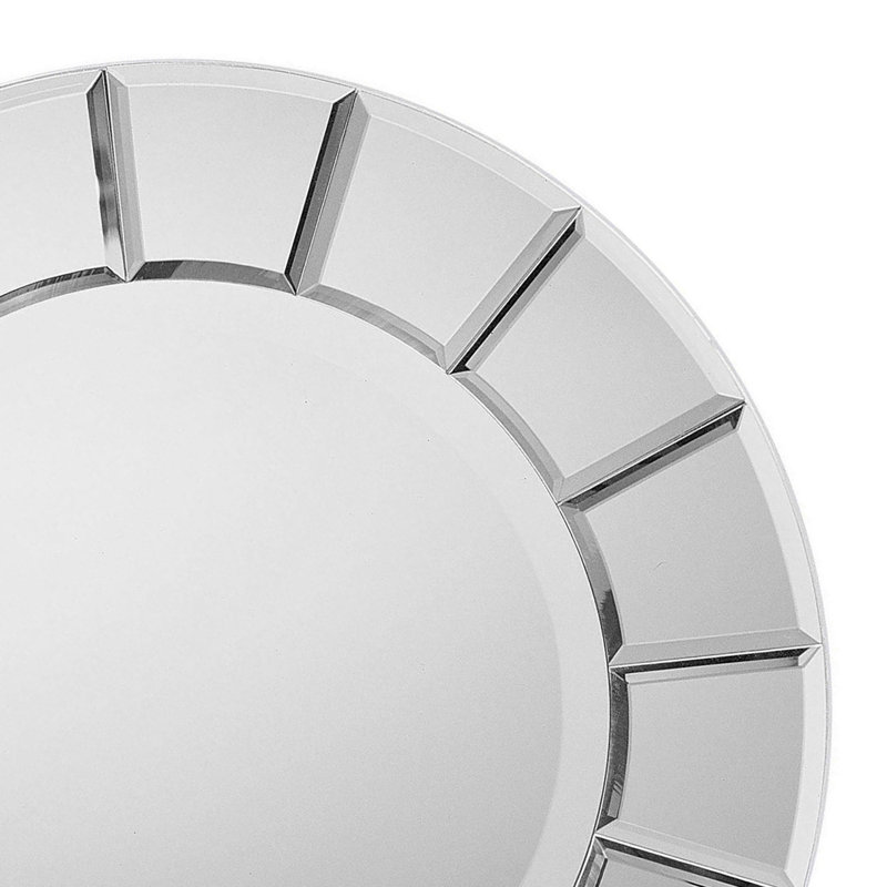 Miroir mural rond en forme de soleil argenté