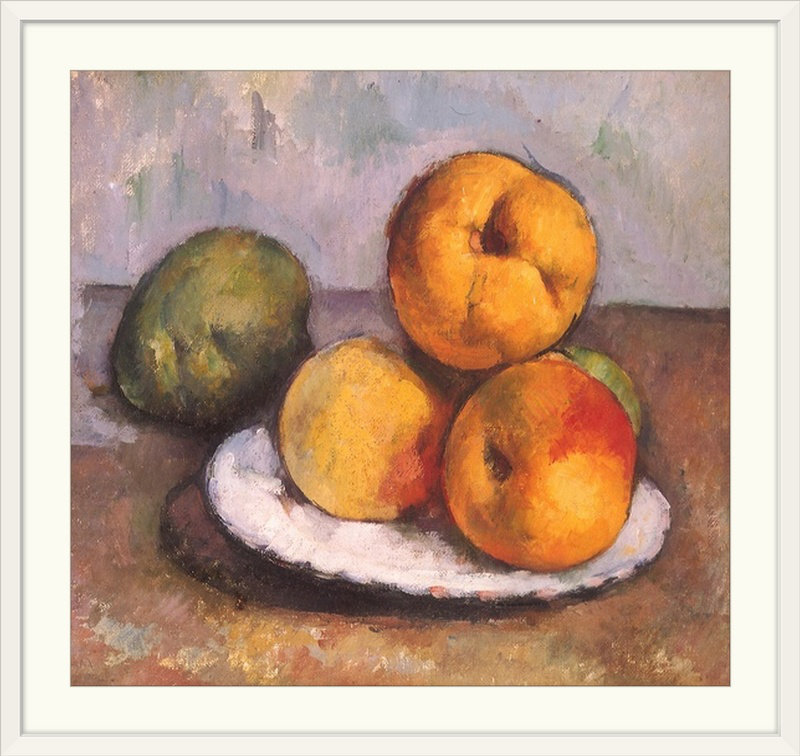 «Still Life with Quince, Apples» par Paul Cezanne, reproduction d'art, H 24 po x l 24 po x P 1 po, Cadre blanc
