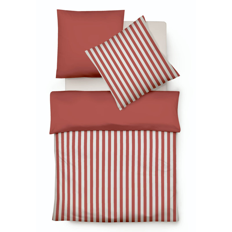 Buntgewebe Porto 100% Cotton 230 Tc Duvet Cover Set, Red, Double - 2 Pillowcases (80 x 80 cm)