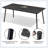 6-Person 70.87''LX33.07''W Outdoor Dining Set with Aluminum Frame, Umbrella Hole and Armless Chairs-765877037-764805336