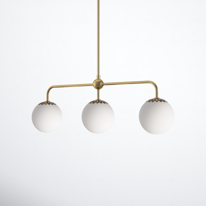 Deniaud 3 - Light Kitchen Island Pendant, Aged Brass