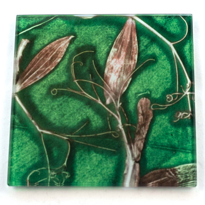 Glass Square 1 Piece Coaster, Green