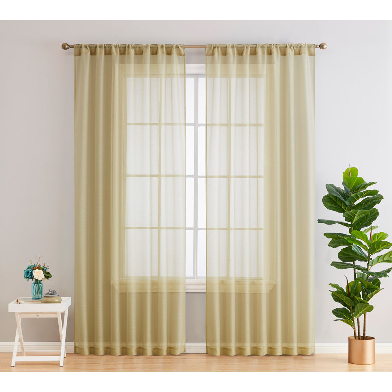 Lauren Semi Sheer Curtain Pair, 54" W x 72" L, Antique Taupe