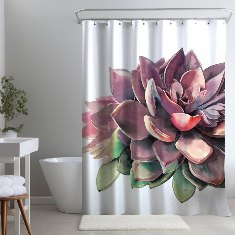 Floral – Polyester Shower Curtain, Dye Sublimation Print, 71" W × 74" L