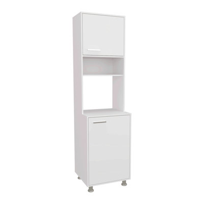 Garde-manger avec rangement ouvert et 2 portes, blanc
