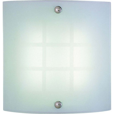 1-Light LED Indoor Brushed Nickel Wall Mount Wall Sconce with White Glass Shade with Windowpane Pattern