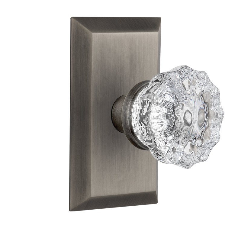 Studio Plate with Crystal Door Knob, Antique Pewter