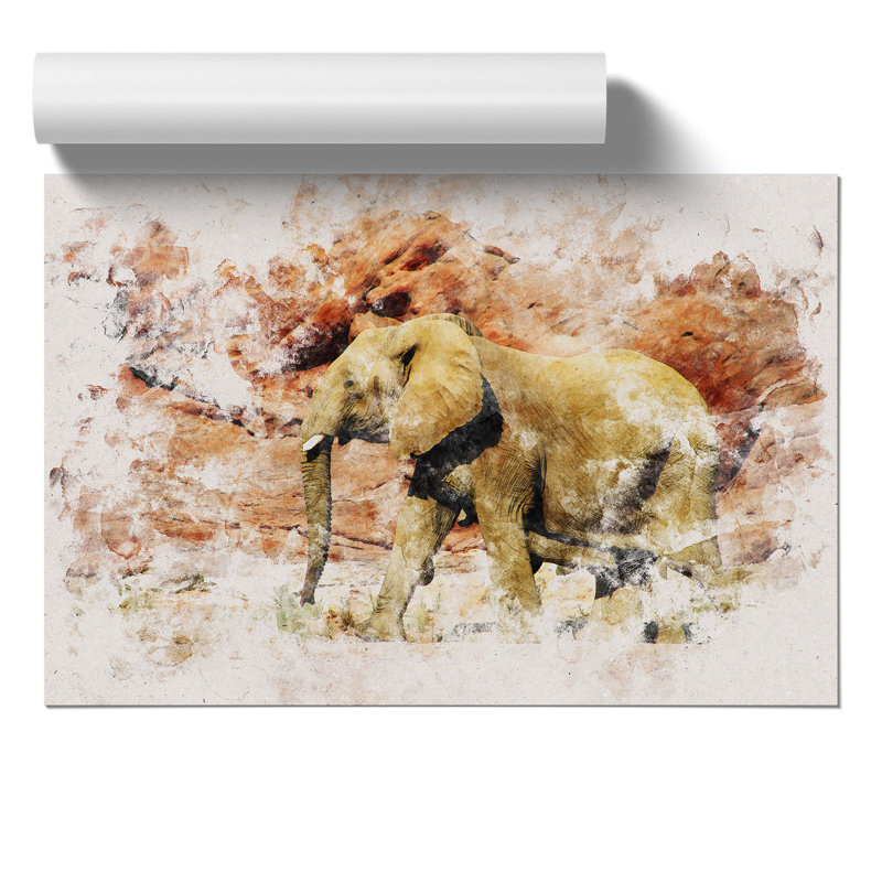 Elephant Watercolour - Frameless Print, 59cm H x 84cm W x 0.1cm D