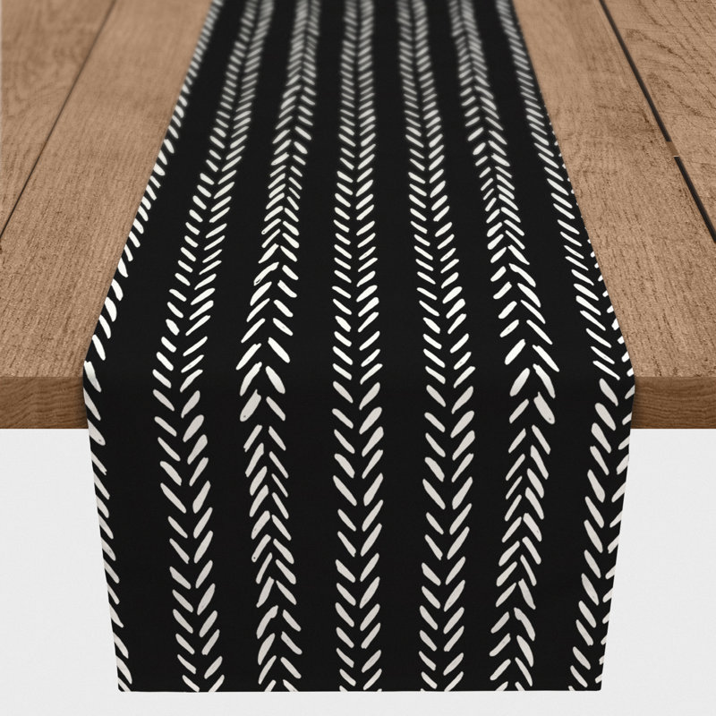 Carnanreagh Striped Table Runner, 72" x 16", Black