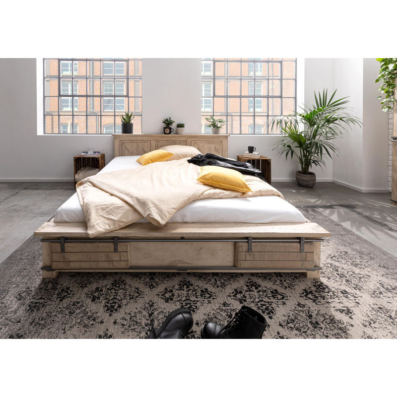 Railway Lacquered Super King Bed Frame, Beige