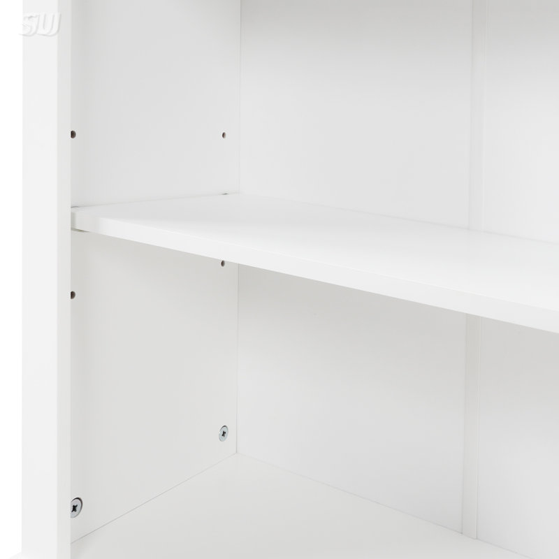 Grande armoire de rangement pour salle de bain, autoportante avec tiroir et tablette réglable, panneau de fibres à densité moyenne avec finition peinte