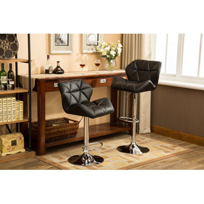 Glasgow Contemporary Tufted Adjustable Height Hidraulic Bar Stools, Set Of 2