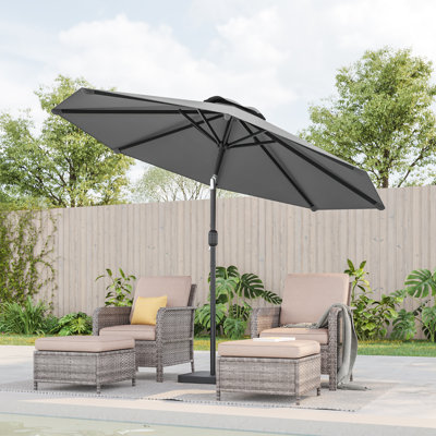 9Ft Patio Market Umbrella Outdoor Weather-Resistant Table Umbrella for Poolside