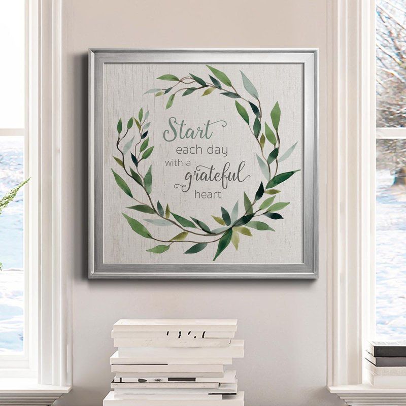 «Grateful Heart Greenery», art textuel sur toile, Toile argentée, H 30,5 po x l 30,5 po x P 1,5 po