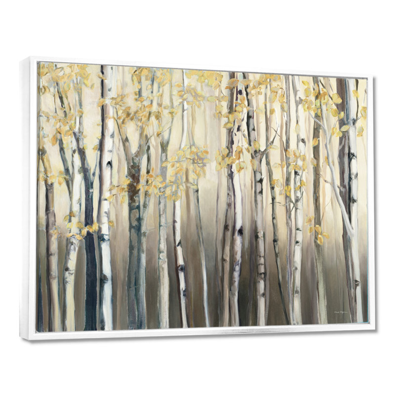 Forêt de bouleaux, art mural, impression de paysage de forêt dorée - Forêt de bouleaux dorés I, H 30 po x l 40 po
