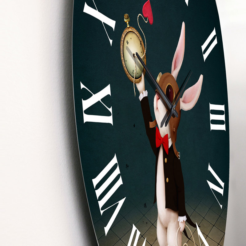 White Rabbit Alice in Wonderland I - Children'S Art Wall Clock, Small