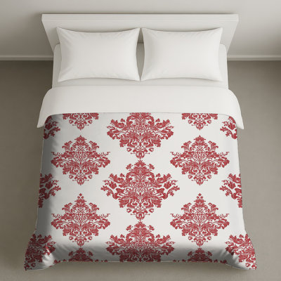 Housses de couette à motif damassé rouge
