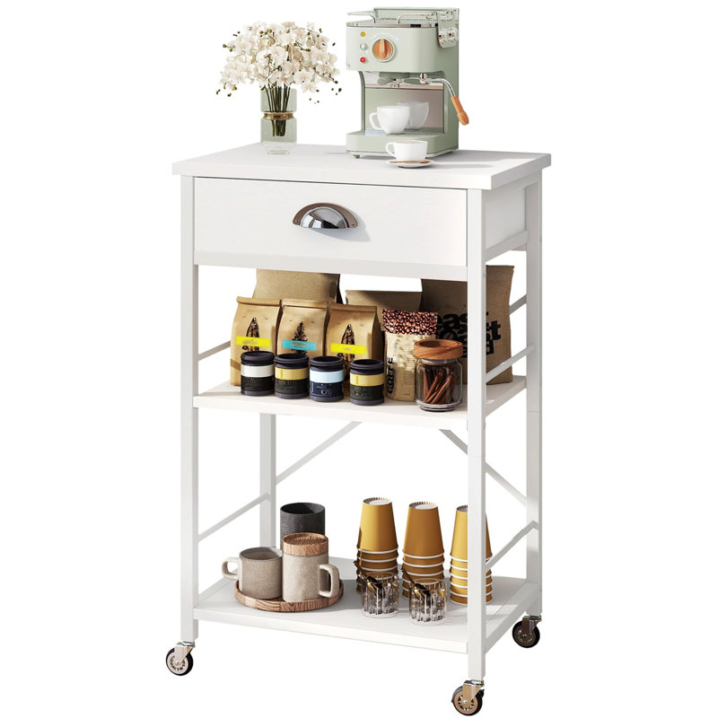 Kitchen Bakers Rack with Drawers, White