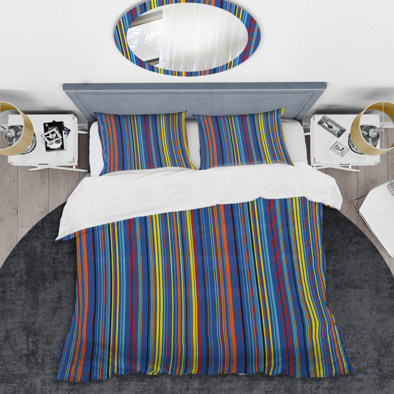 Ensemble de housse de couette en microfibre bleu / jaune 3 pièces