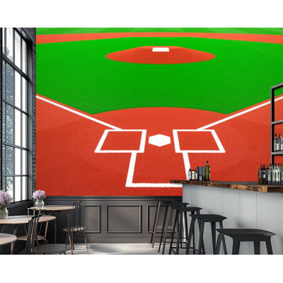 Wall Mural Peel and Stick Wallpaper Baseball Field Self-Adhesive Removable Contact Paper Wall Decor for Living Room Bedroom 69"H x 96"W