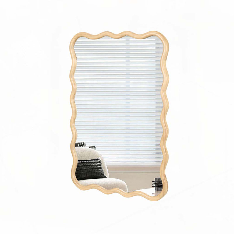Décoration murale miroir en bois, 39,76 po x 27,95 po, Bois naturel, Rectangulaire