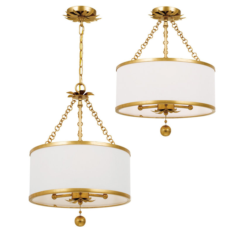 Paloma Dimmable Drum Chandelier, Gold, 20" H x 14" W