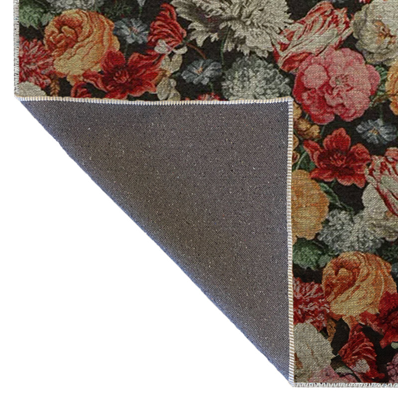 Tapis décoratif moderne multicolore à motif floral et rose, Rectangle 3 pi 3 po x 6 pi 6 po