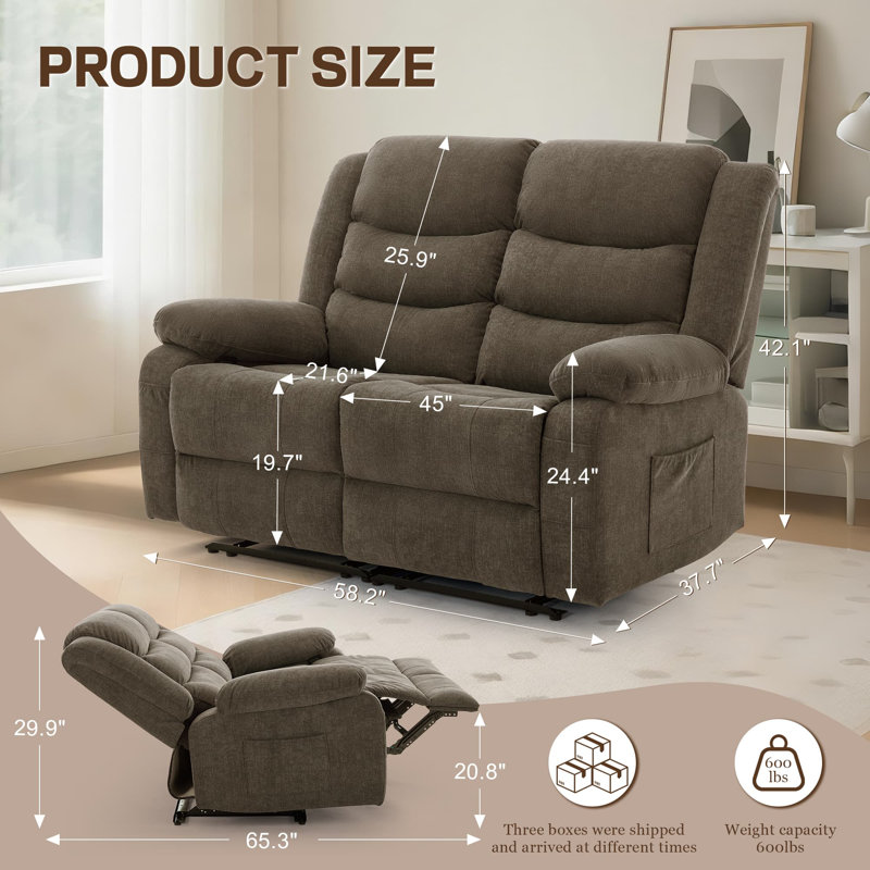 2-seat Reclining Sofa, Modular Recliner Sofa For Living Room And Home Theater, Loveseat Sofa With Hidden Cup Holders ,usb Ports,side Pockets