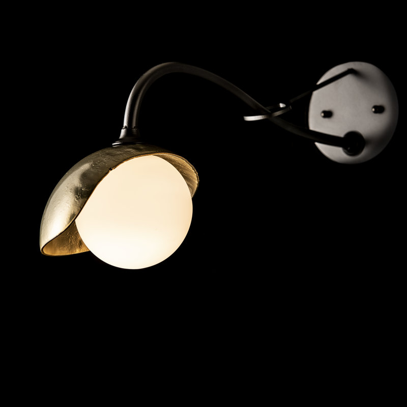 Brooklyn 1 - Light Hardwired Armed Sconce, Black, Modern Brass