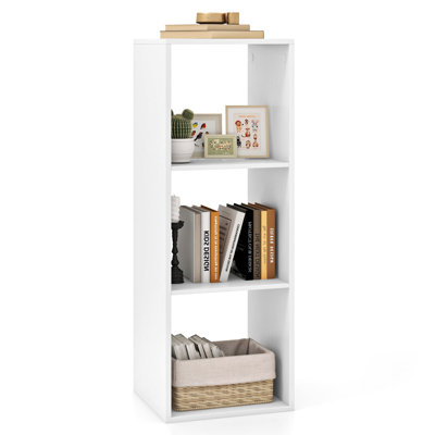 Open Back Bookshelf 2-Cube Bookcase Set-White