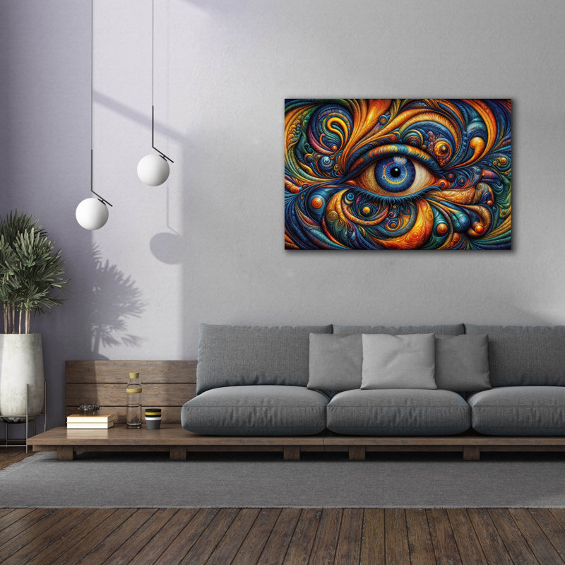  «Psychedelic œil 2» par Rey Klimt, art mural sur toile, 60 po x 40 po