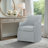 Bedford London Light Blue Upholstered Skirted Dining Arm Chair with Hidden Casters-113431200