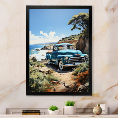 Zaytoune Blue Pickup Truck Coastal Retreat I - Imprimé
