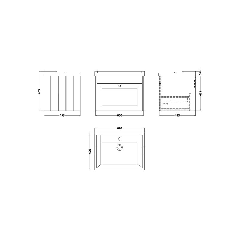 Ashwick 620 mm Bathroom Vanity, Satin White