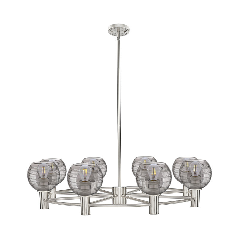 Lustre suspendu 8 lumières Crown Point, Nickel satiné