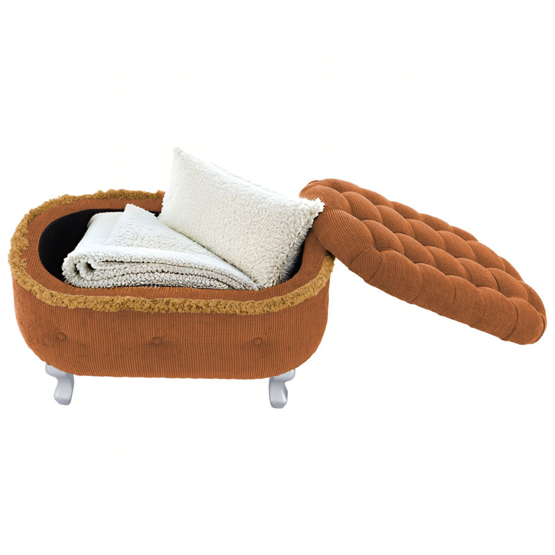 Élégant banc de rangement rembourré pour le hall d'entrée, Orange