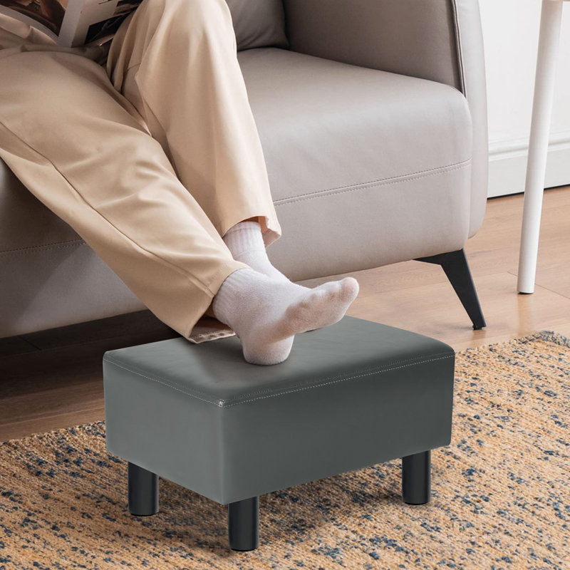 Sciacca Faux Leather Ottoman, Gray