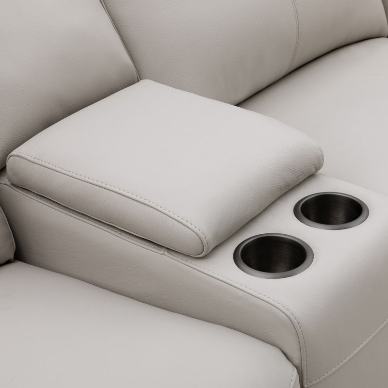 Alburquerque Upholstered Power Reclining L-Shaped Sectional Right Hand Facing, Gray Genuine Leather
