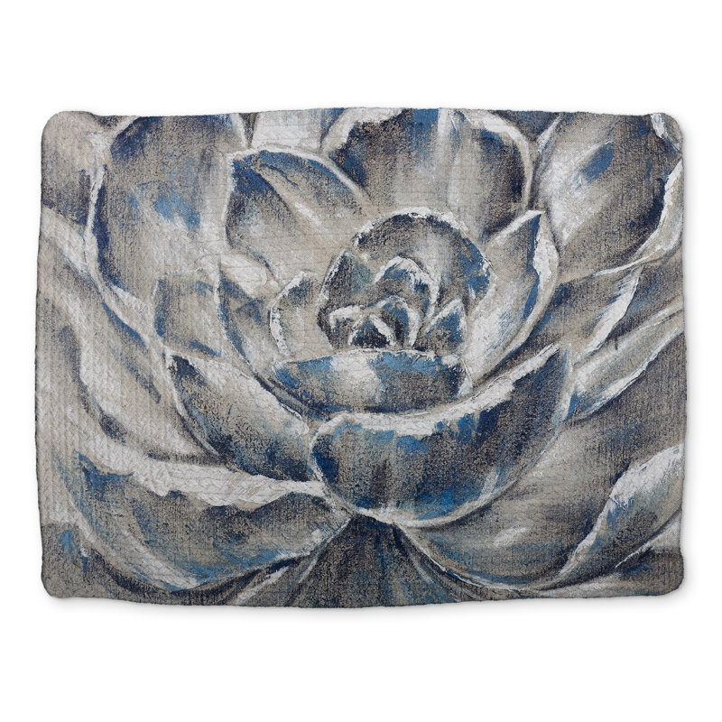 Gray and Blue Floral Braided Polyester Placemat - Home Decor