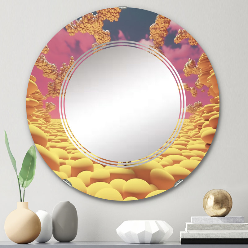 Portici - Miroir mural moderne rond, 24 po x 24 po