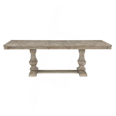 Traditional Style Dining Table With Extension Leaf Brownish Gray Finish Wooden Dining Kitchen Furniture 1Pc