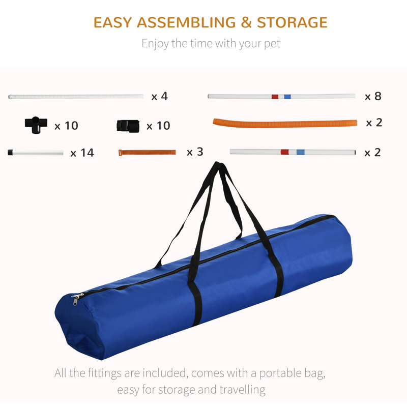 Adjustable Dog Agility Training Set with Jump Ring and Hurdle