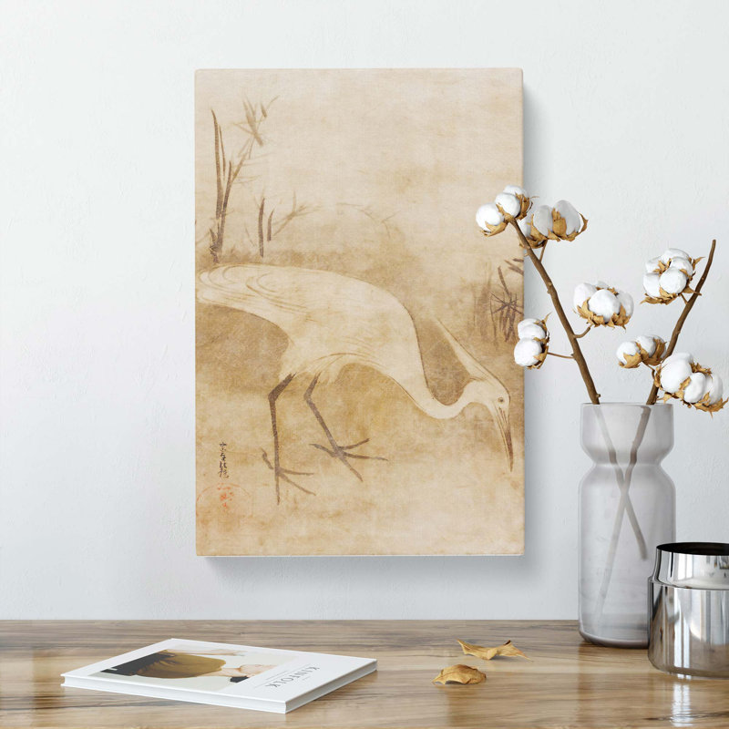 White Heron by Tawaraya Sotatsu - Wrapped Canvas, 76cm H x 50cm W x 3cm D