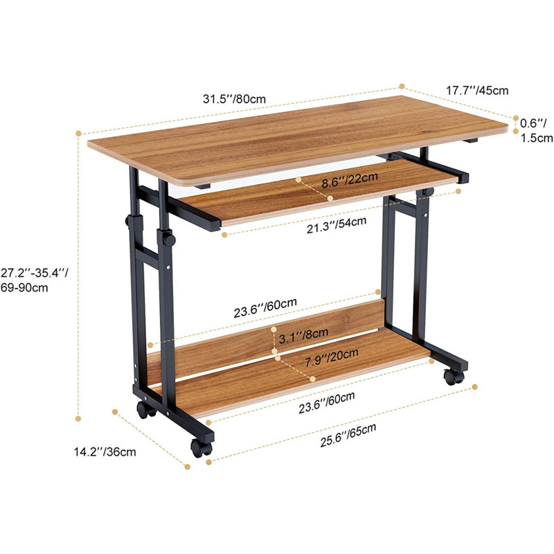 Adjustable Computer Desk, Brown/Black