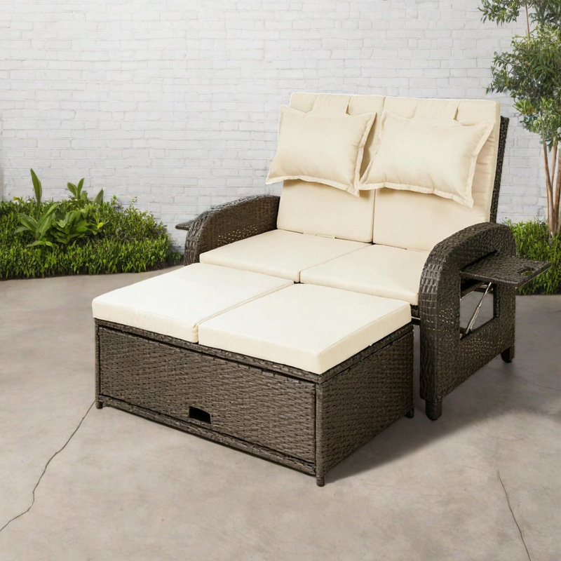 Convertible Patio Sofas, Steel Rattan Design, Modern Style For Outdoor